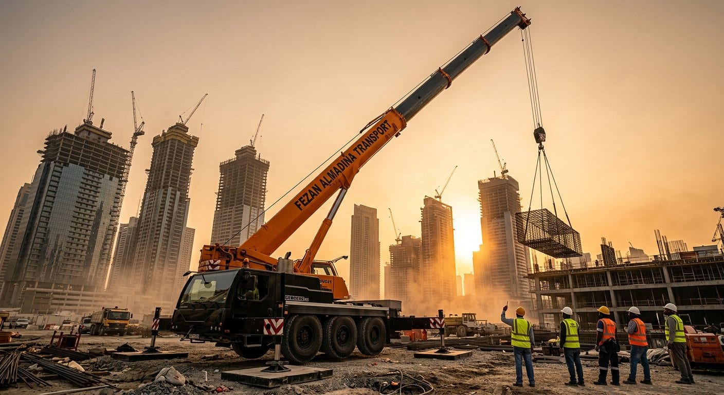 Truck crane performing an industrial lift
